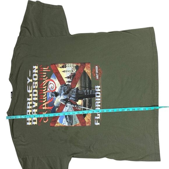 Harley-Davidson Motorcycle St Augustine Green Tee with Pin-Up and Flag Size 2XL - Picture 10 of 12